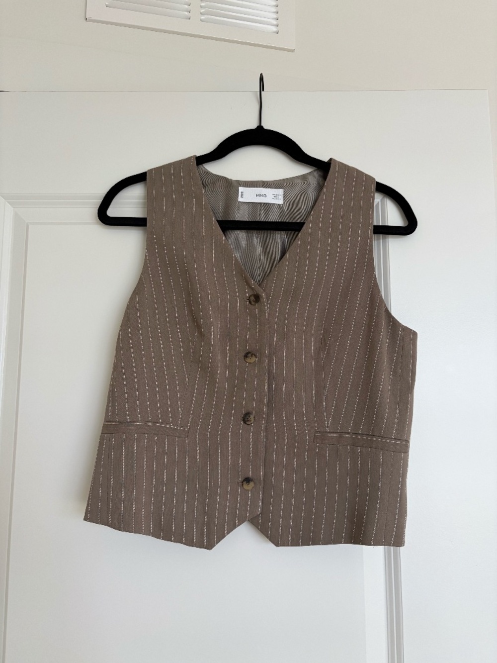 MNG pinstripe brown vest